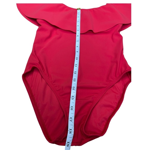 Karla Colletto Red Off Shoulder One Piece Swimsuit – Size 6 | Designer Swimwear - Picture 11 of 15